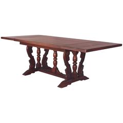 Antique 1920s Walnut Dining Table with Leaves