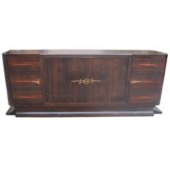 Grand French Art Deco Exotic Macassar Ebony Classic Buffet, circa 1940s