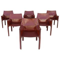 Mario Bellini Leather Cab Chairs by Cassina, Italy