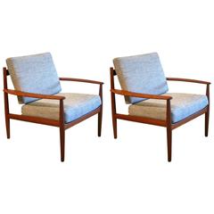 Pair of Vintage Danish Teak Model 128 Lounge Chair by Grete Jalk