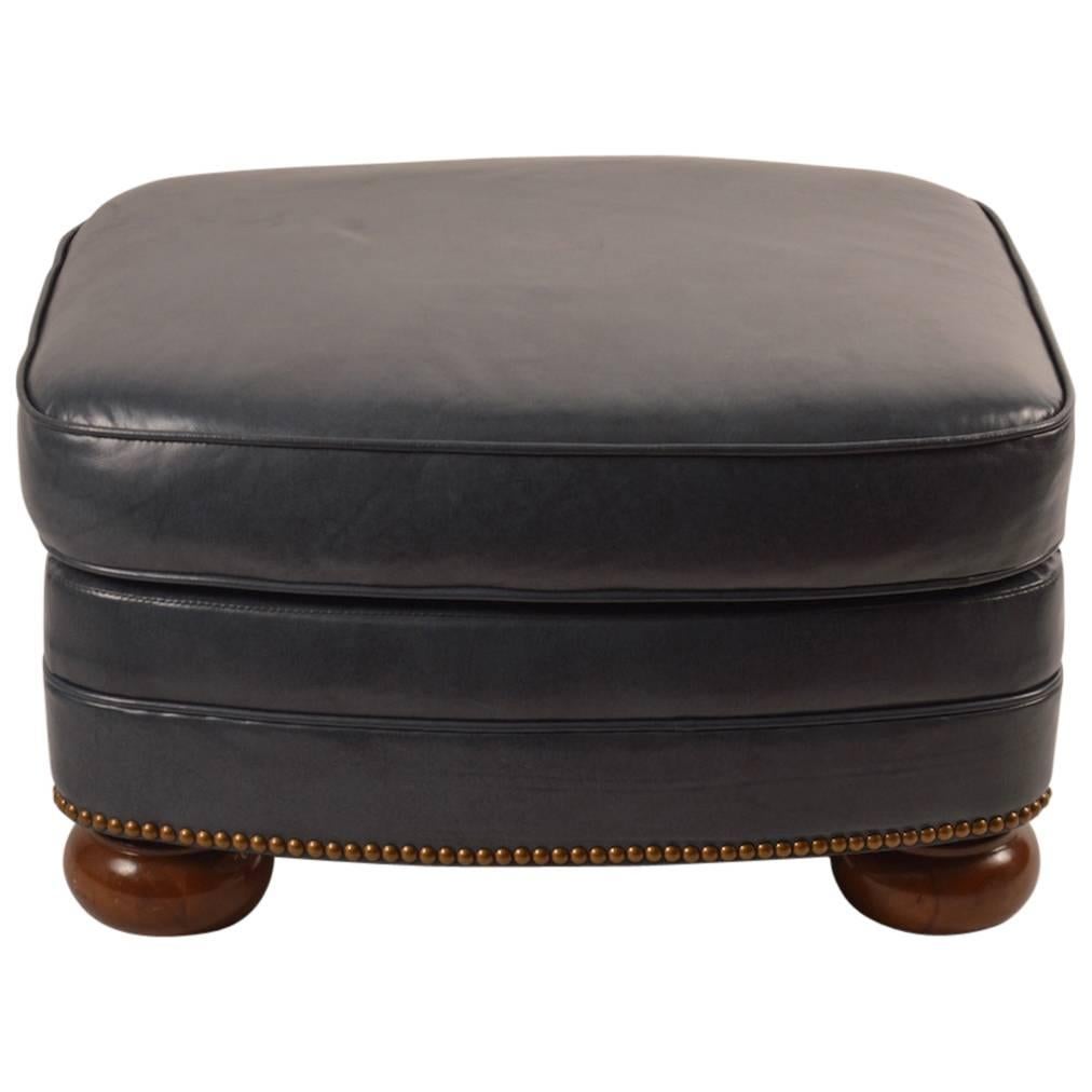 Gunmetal Leather Ottoman or Stool by Schafer Brothers