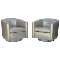 Chrome and Leather Swivel Chairs by Martin Brattrud for Steve Chase