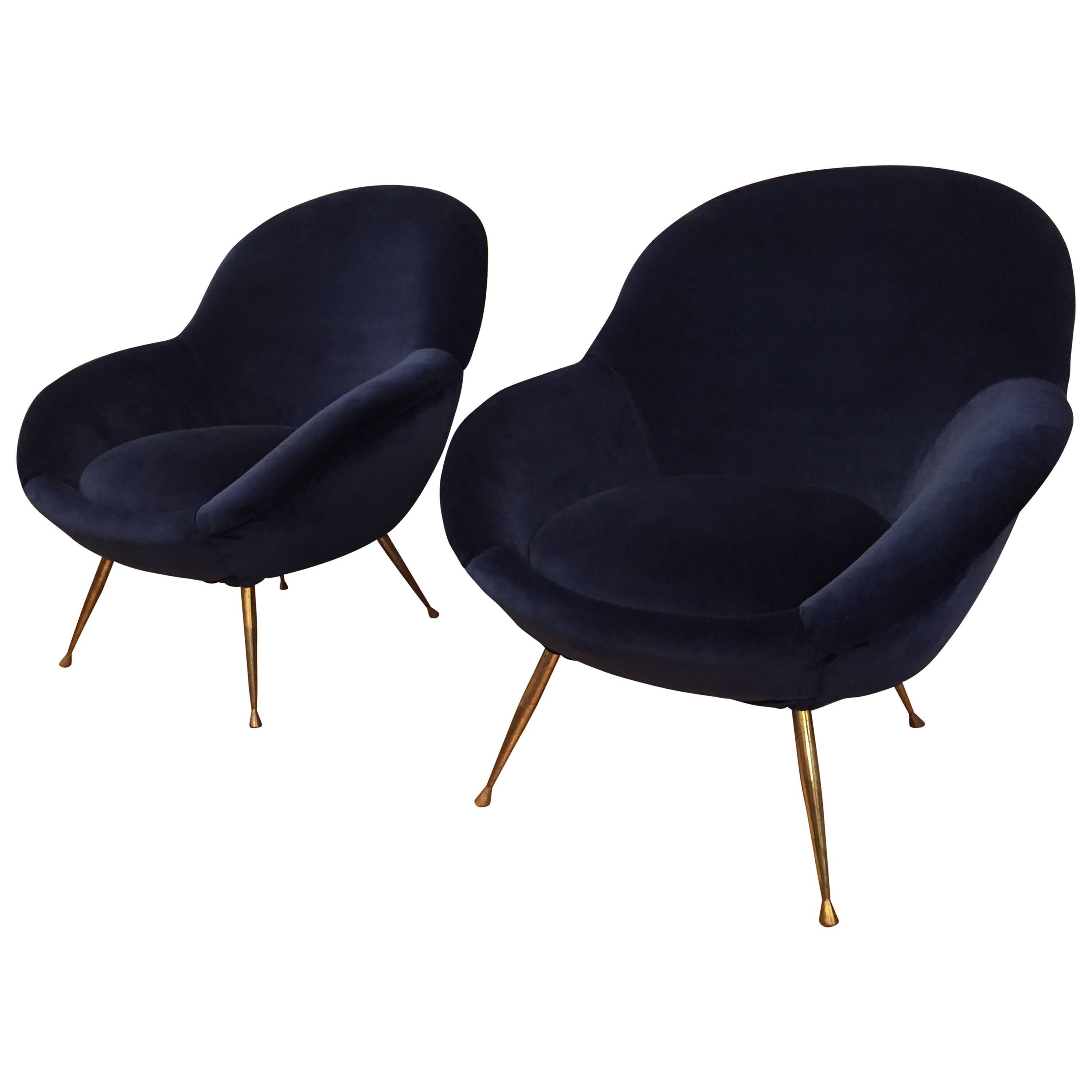 Pair of ISA Lounge Armchairs, 1950s