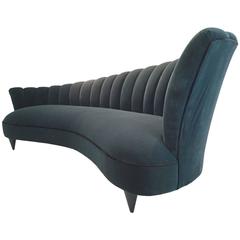 Scallop Back Sofa in the Manner of Gilbert Rohde