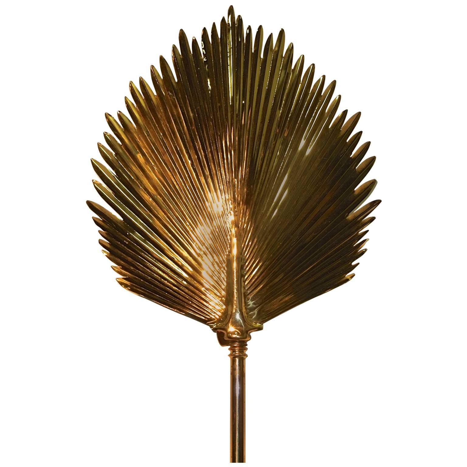 Wandleuchte mit Palmenwedel aus Messing im Stil von Tommaso Barbi