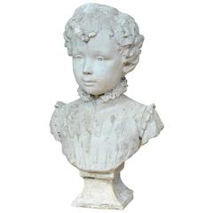 19th Century French Plaster Bust Boy Statue