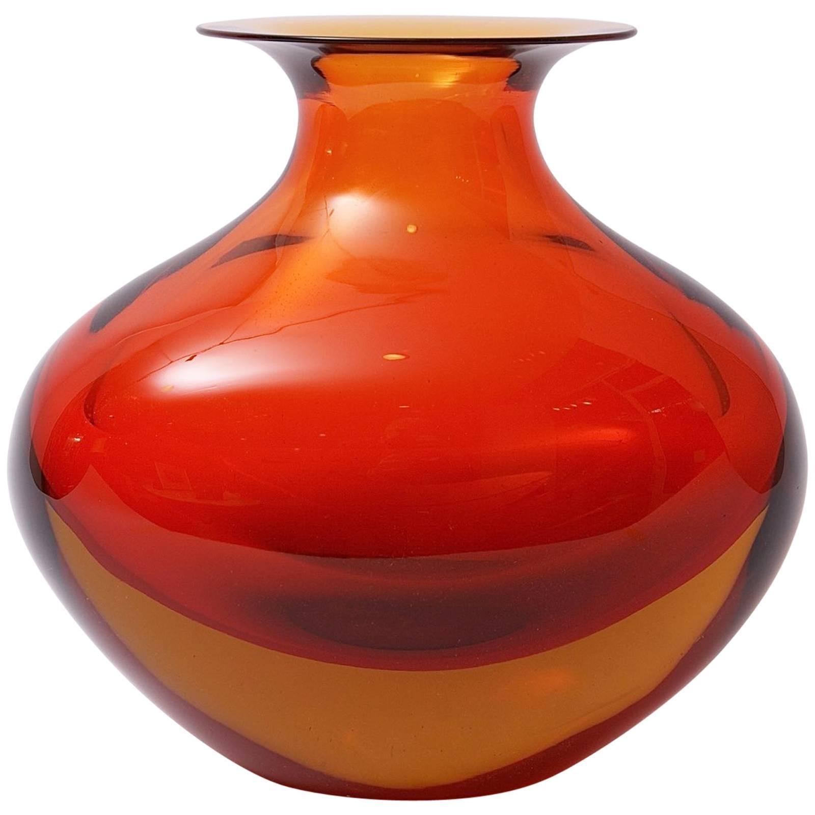 1950s Seguso Vetri d'Arte Glass Vase Designed by Flavio Poli For Sale