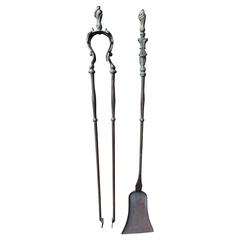 Antique 18th-19th Century French Fireplace Tools, Companion Set