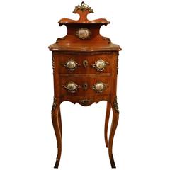 Mahogany Continental Serpentine Antique Bedside Cabinet