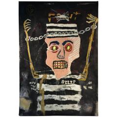 Vintage Modernistic Painting after Jean-Michel Basquiat, circa 1980