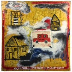 Modernistic Painting in the Manner of Jean-Michel Basquiat, circa 1980