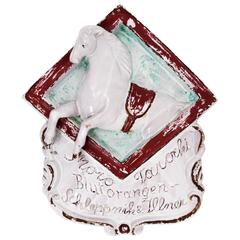 Old Advertising Sign for Blood Oranges Displaying a Horse, Pottery, Italy, 1920s 1