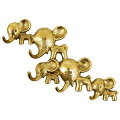Vintage Walter Bosse Elephants Brass Key Hanger by Hertha Baller, Austria, 1950s