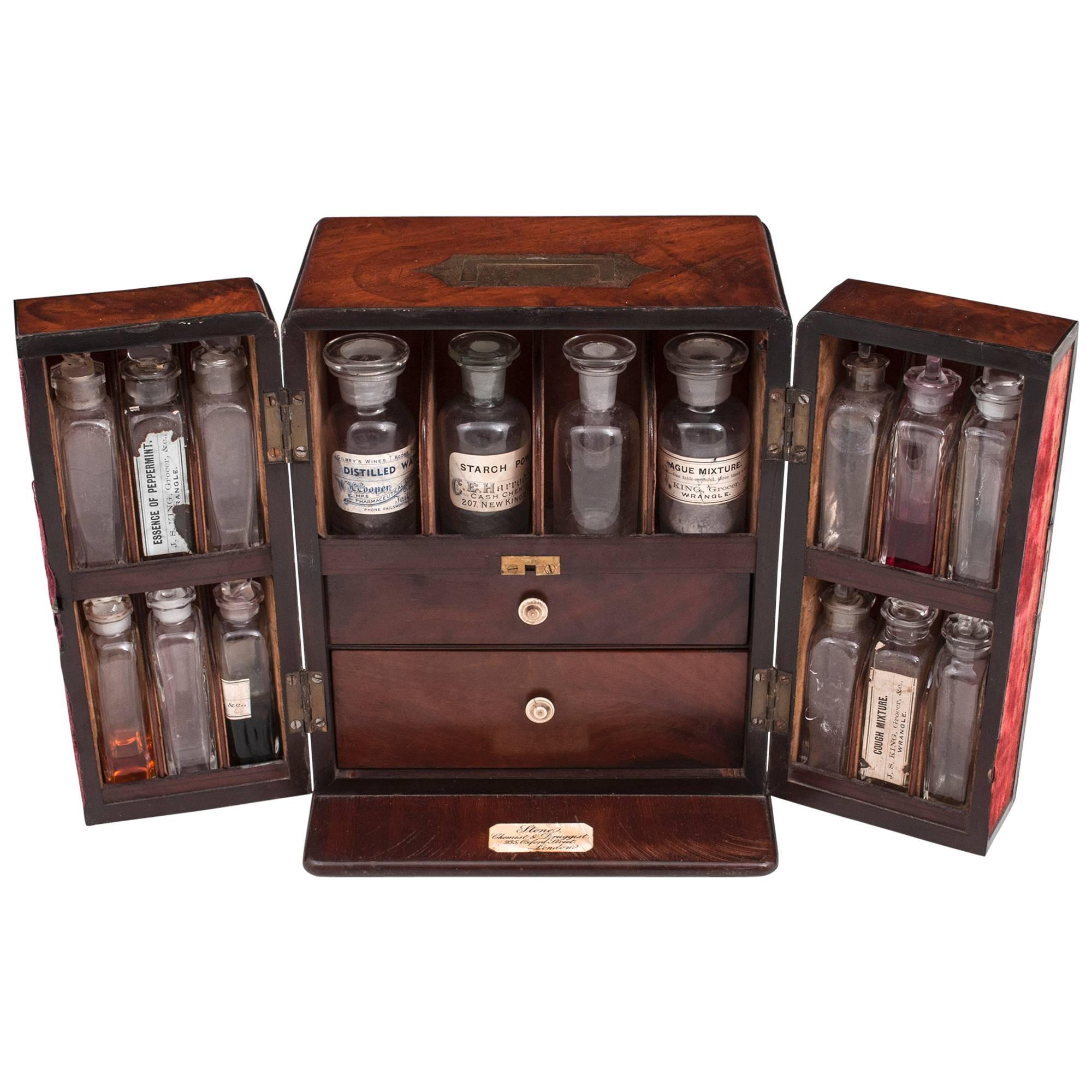 19th Century Victorian Flame Mahogany Apothecary Box