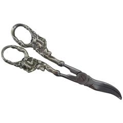 Early 1900s Italian Art Nouveau Sterling Silver Handled Grape Shears 6