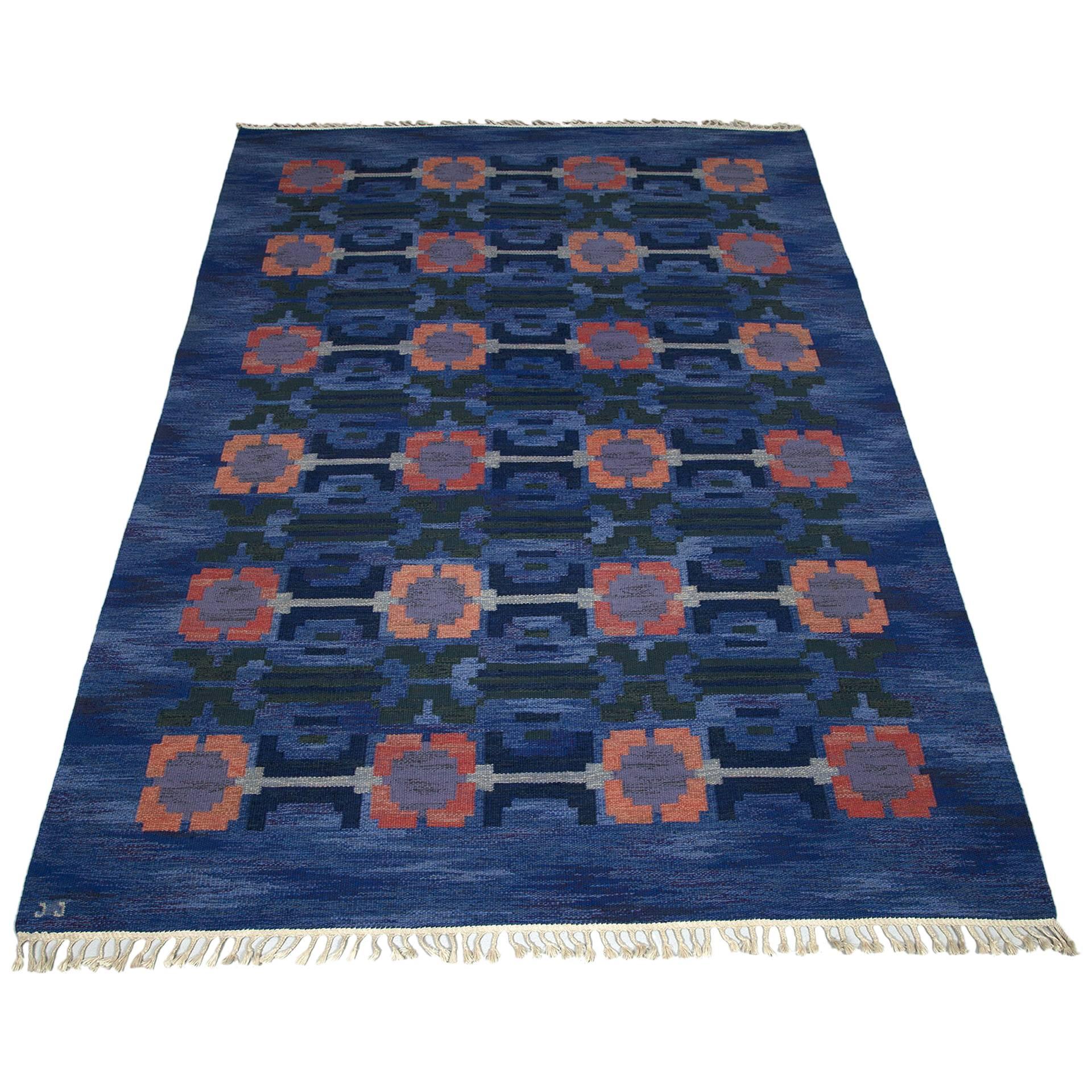  Large Swedish Handwoven Flat-Weave Carpet by Judith Johansson