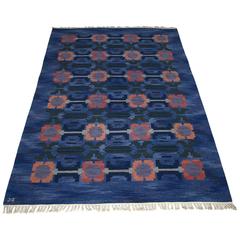 Large Swedish Handwoven Flat-Weave Carpet by Judith Johansson 4