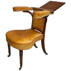 Antique Regency Mahogany and Leather Library or Reading Chair
