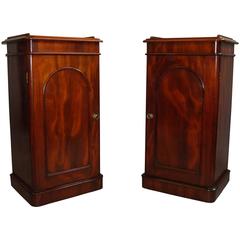 19th Century Pair of Bedside Cabinets in Flame Mahogany