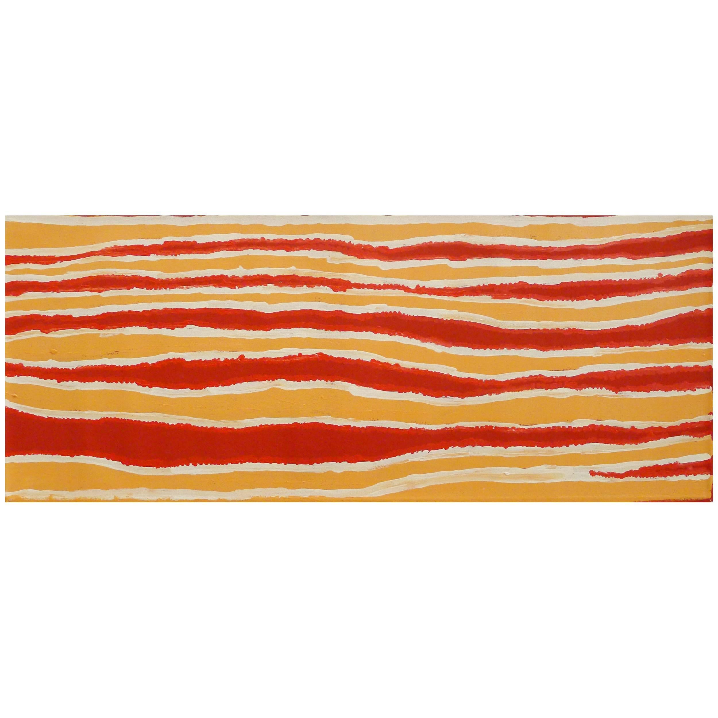 Warm Red and Orange Striped Australian Aboriginal Painting