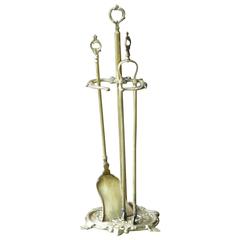 French Brass Fireplace Tools, Companion Set