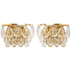 Pair of Palwa Sconces, Gilt Brass Glass, 1960s 6