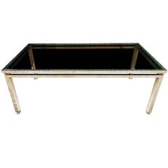 Vintage 1970s Chrome and Brass Dining Table by Romeo Rega, Italy