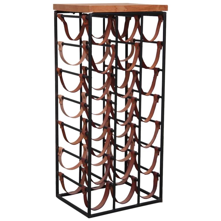 Leather Wine Rack For 21 Bottles At 1stdibs, Leather Wine Rack
