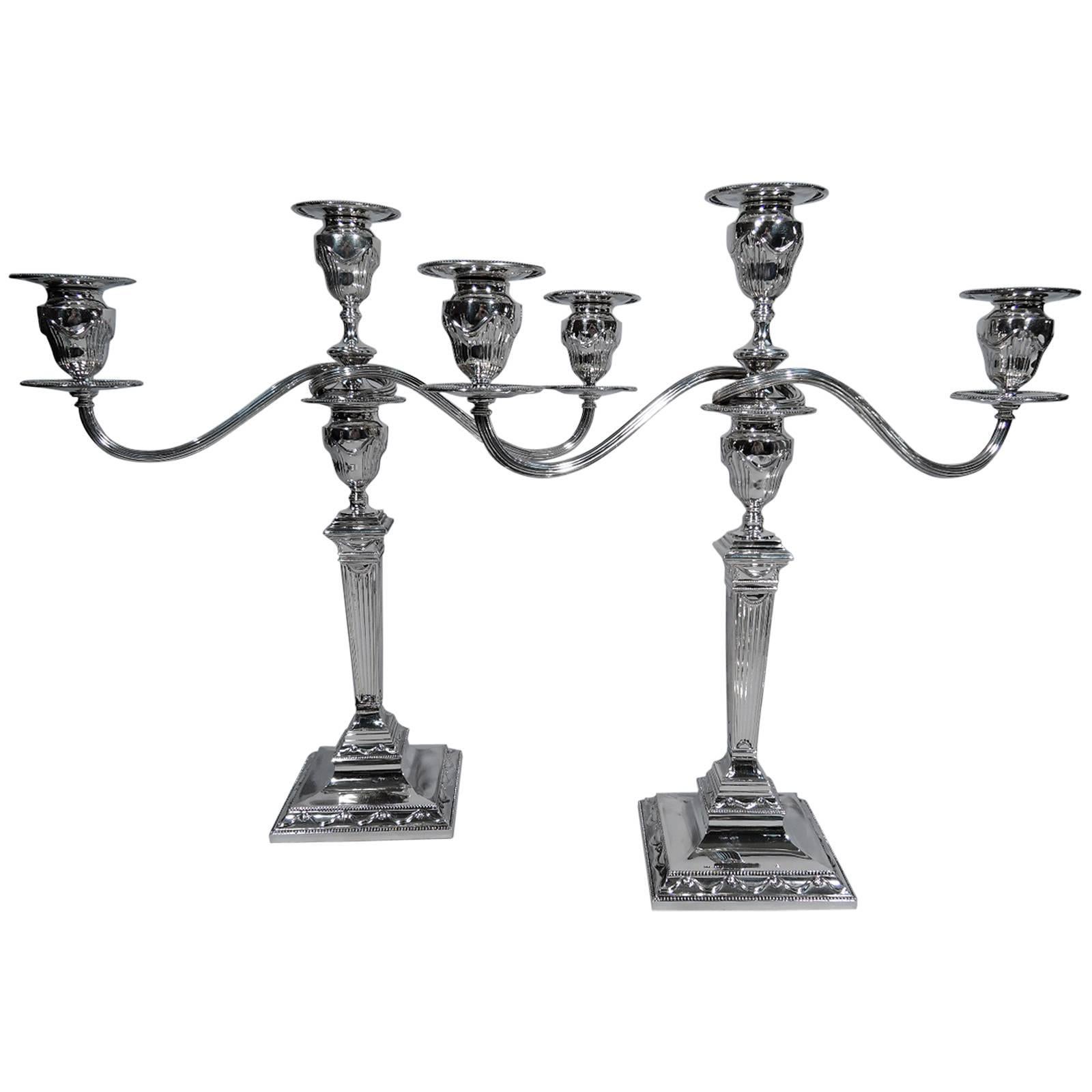 Tiffany Sterling Silver Candelabra after English Neoclassical
