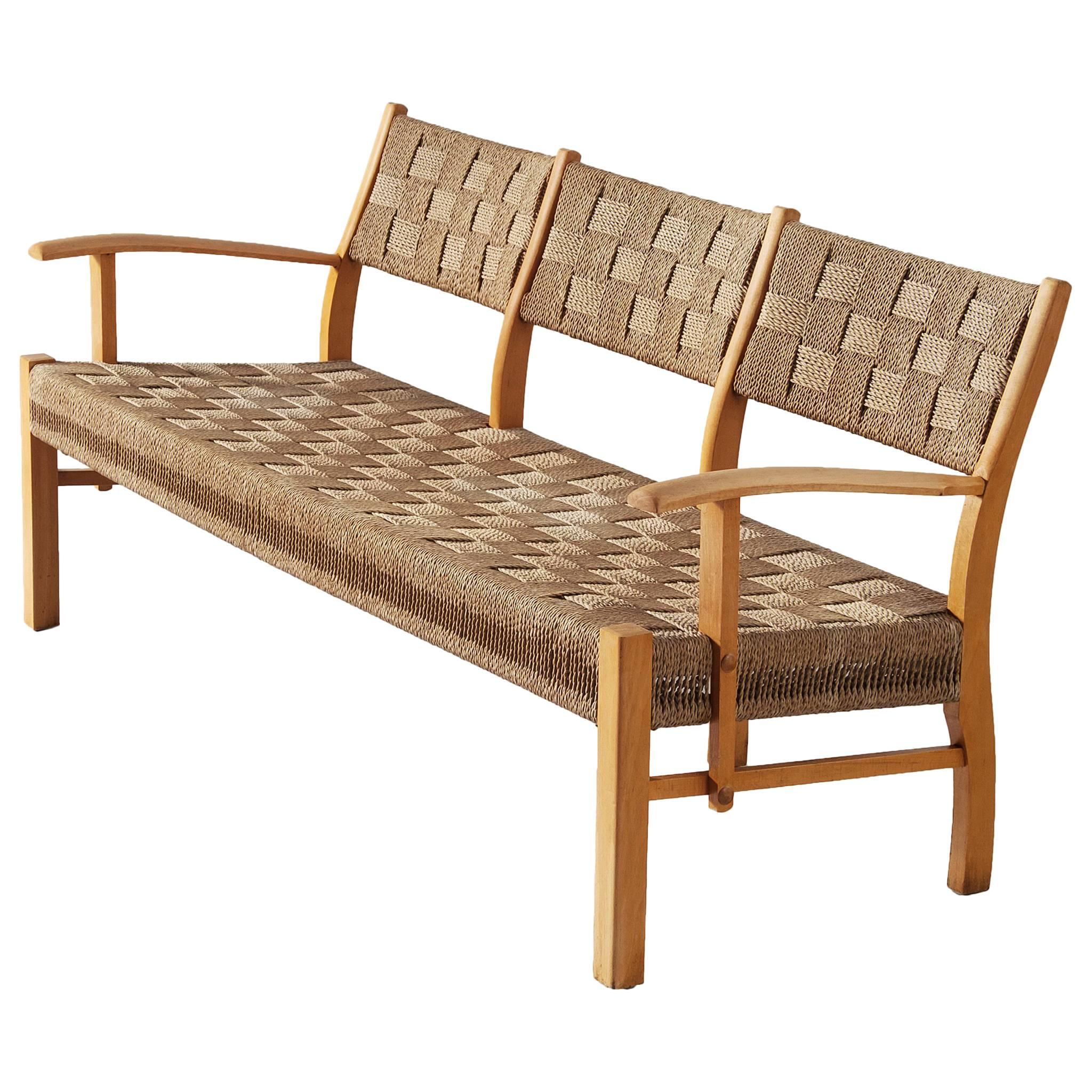 Sofa in Solid Beech with Braided Rope Seating