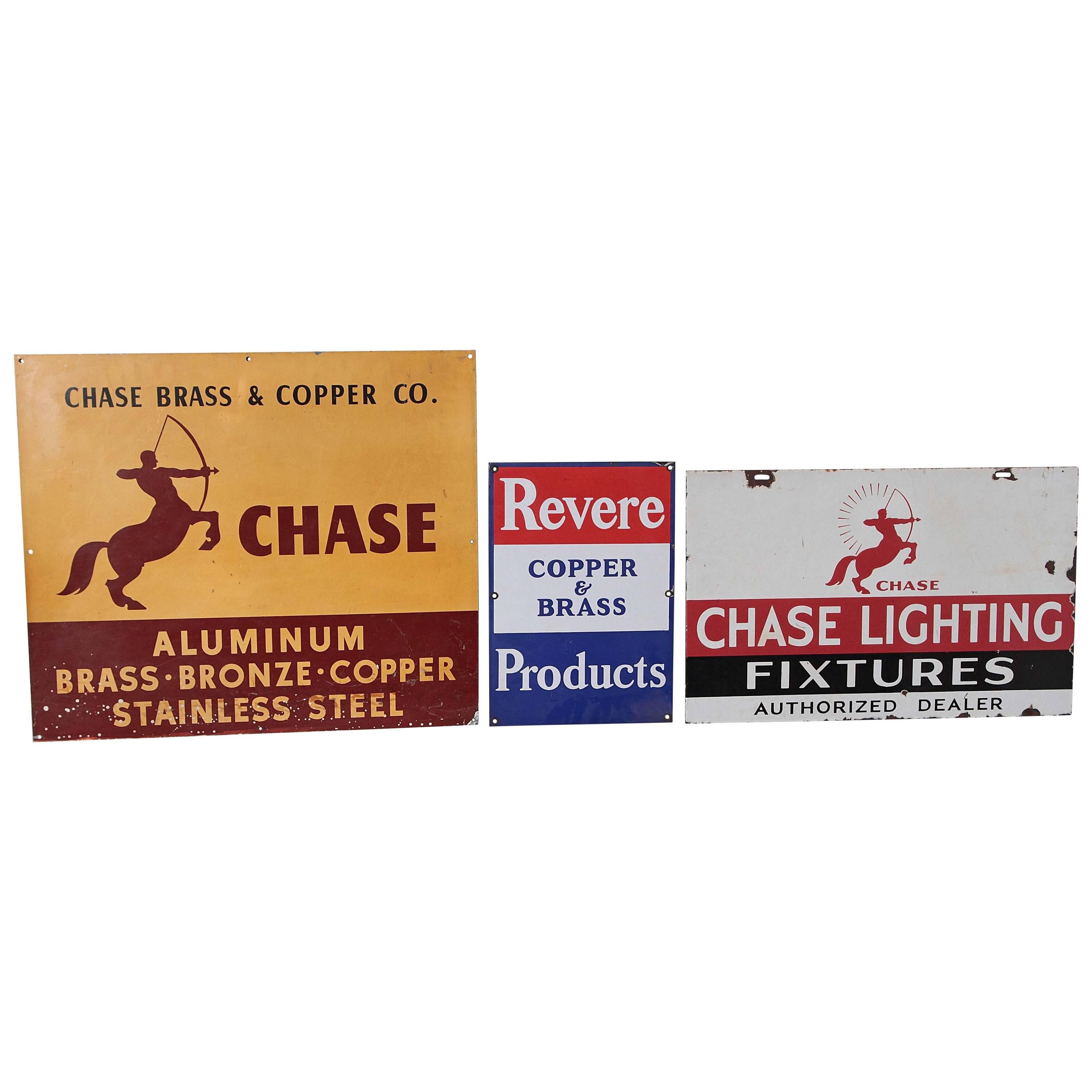 Vintage Original 1930s Chase and Revere Art Deco Metal Advertising Signs For Sale