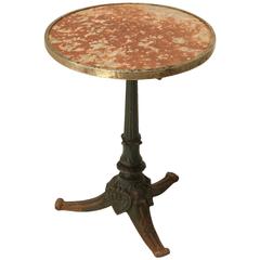 French Bistro Table with Original Marble Top