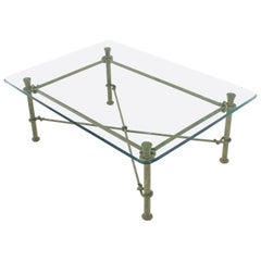Rectangle Wrought Iron Base Glass Top Coffee Table