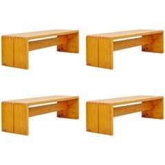 Set of Four Charlotte Perriand Benches for Les Arcs