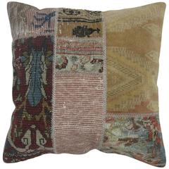 Patchwork Pillow Made Out of an Assortment of Vintage Rugs