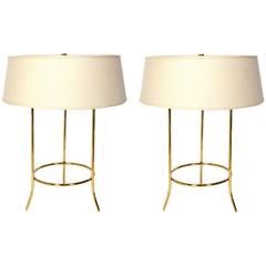 Pair of Sculptural Brass Lamps by T.H. Robsjohn-Gibbings