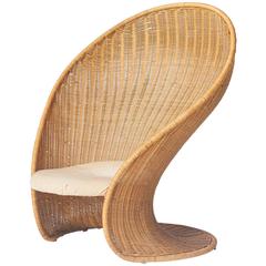 "Foglia" Wicker Lounge Chair by Giovanni Travasa