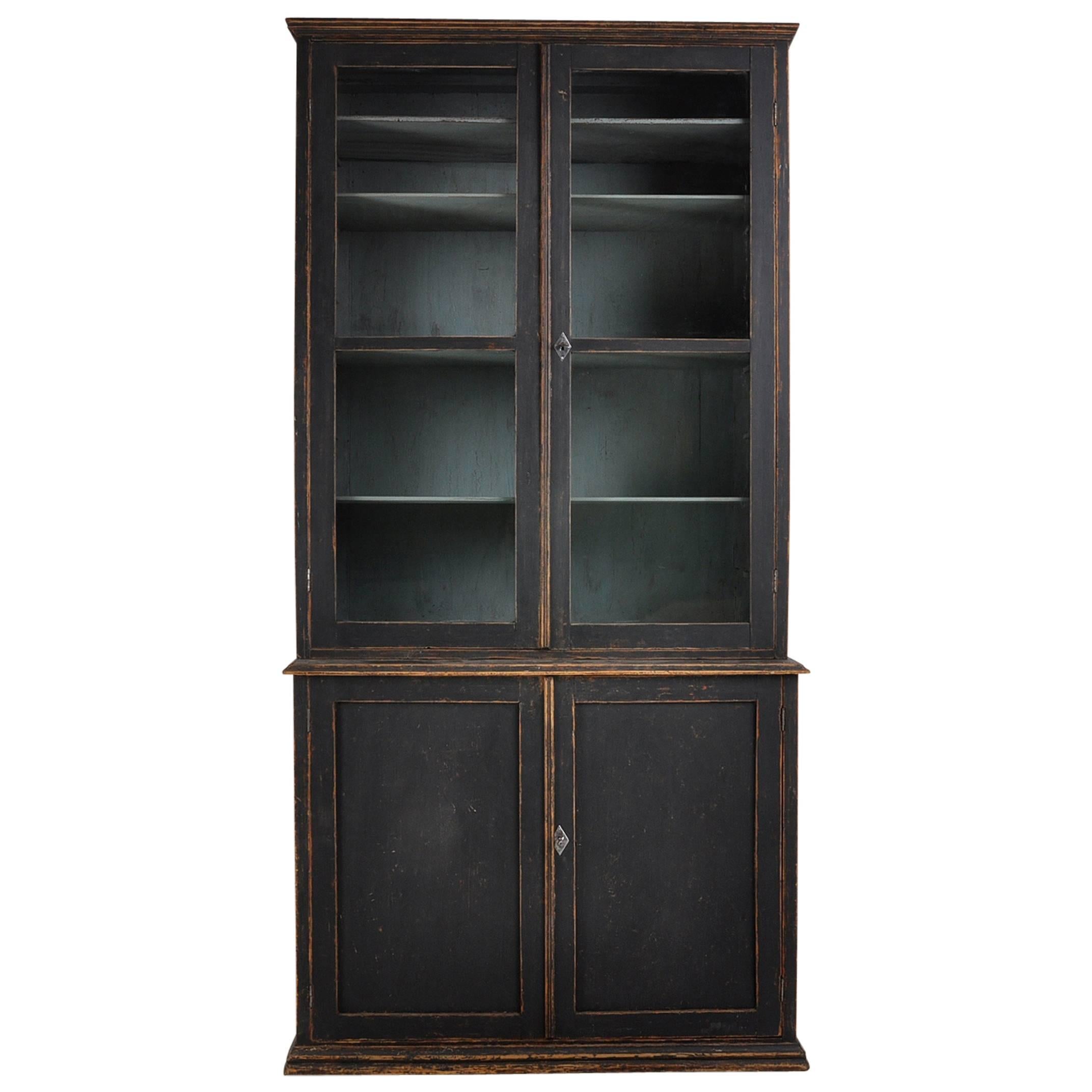 19th Century Swedish Black Painted Bookcase