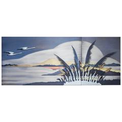 Large Curtis Jere Sunset Waterfront Wall Sculpture