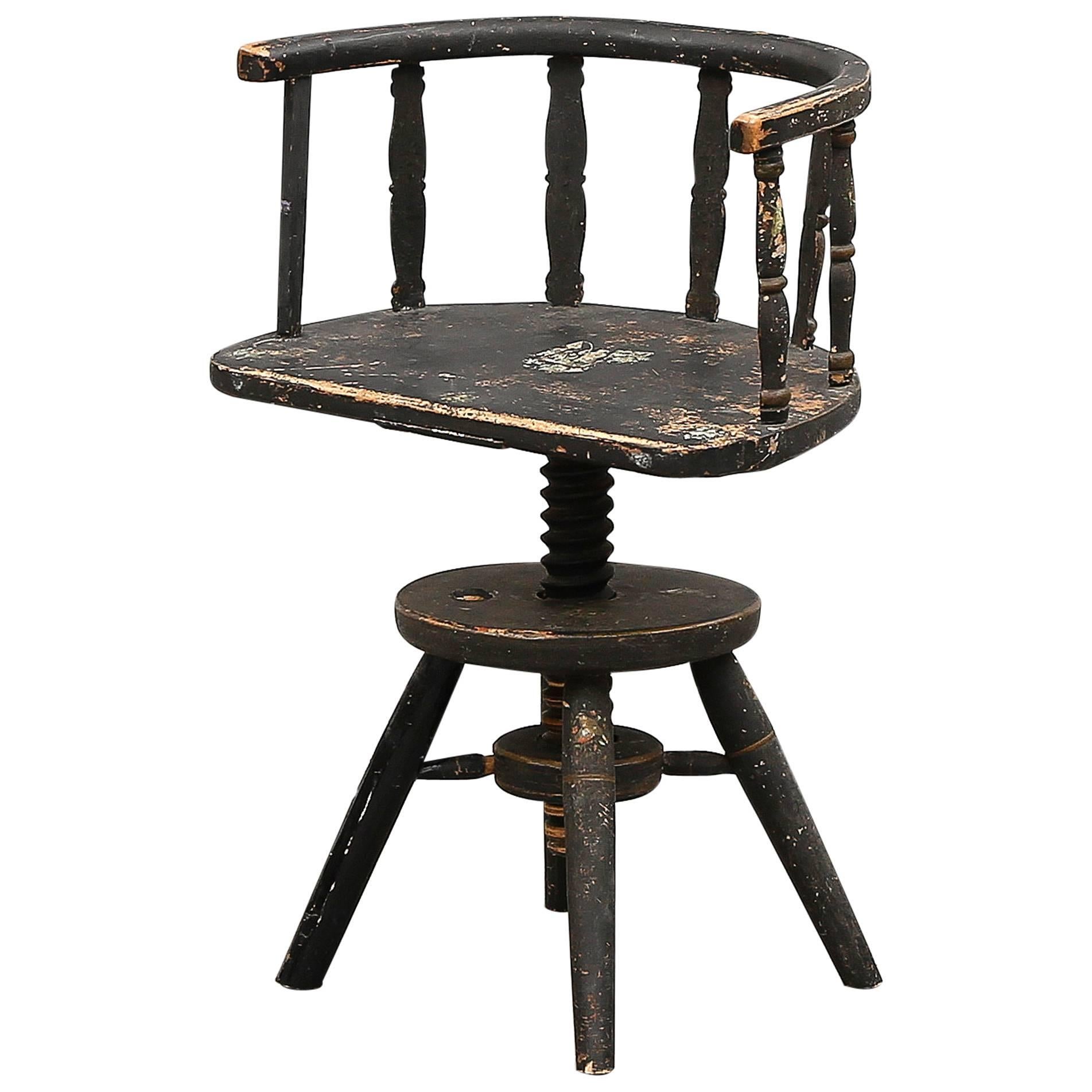 18th Century Swedish Folk Swivel Chair For Sale