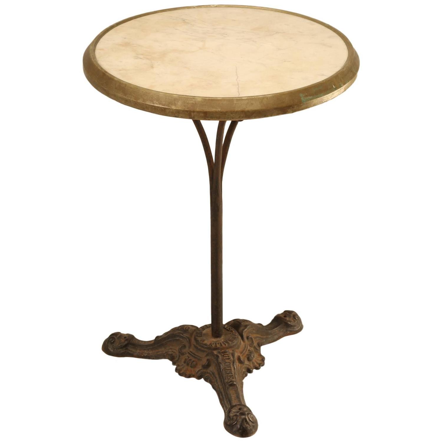 French Bistro Table In Cast Iron And Marble At 1stdibs