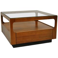 Midcentury Teak, Glass Top Coffee Table Designed by John Keal for Brown Saltman