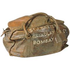 19th Century Grindlay & Co Bombay Leather Bank Bag