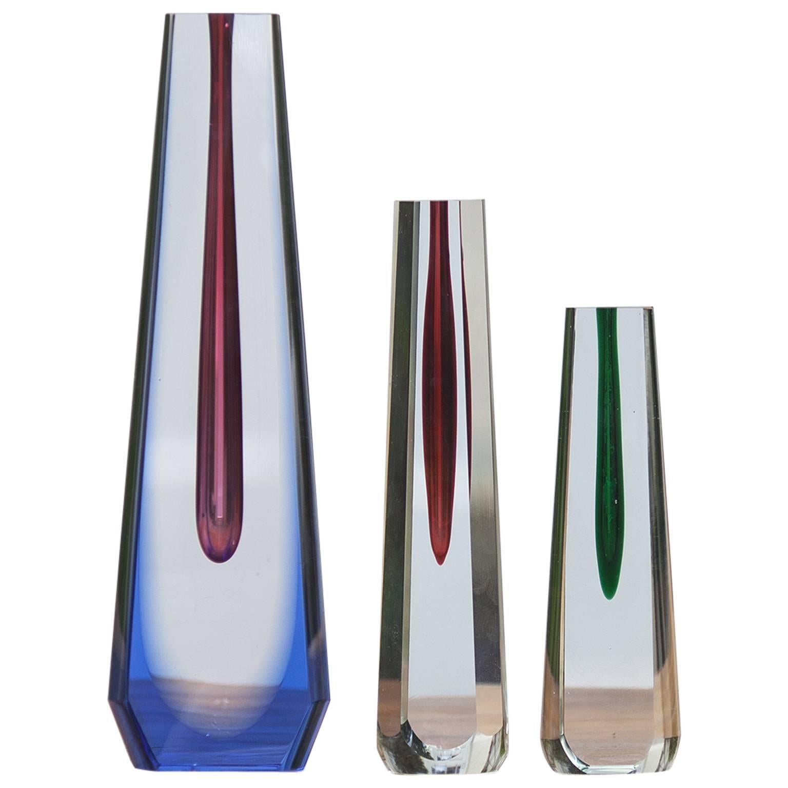 Blue Red Green Vase Set by Pavel Hlava at 1stDibs