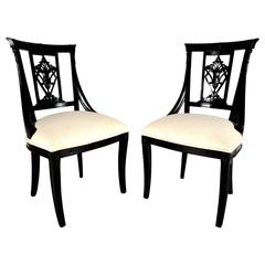 Pair of Antique Hollywood Regency Hall Chairs