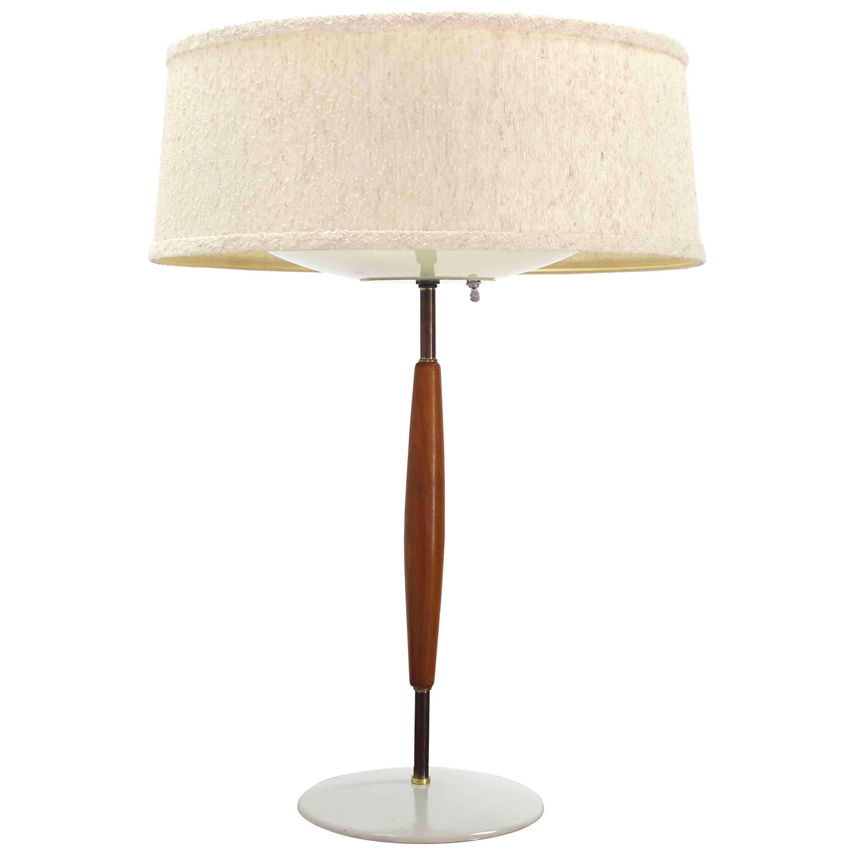 Mid-Century Modern Walnut and Metal Table Lamp
