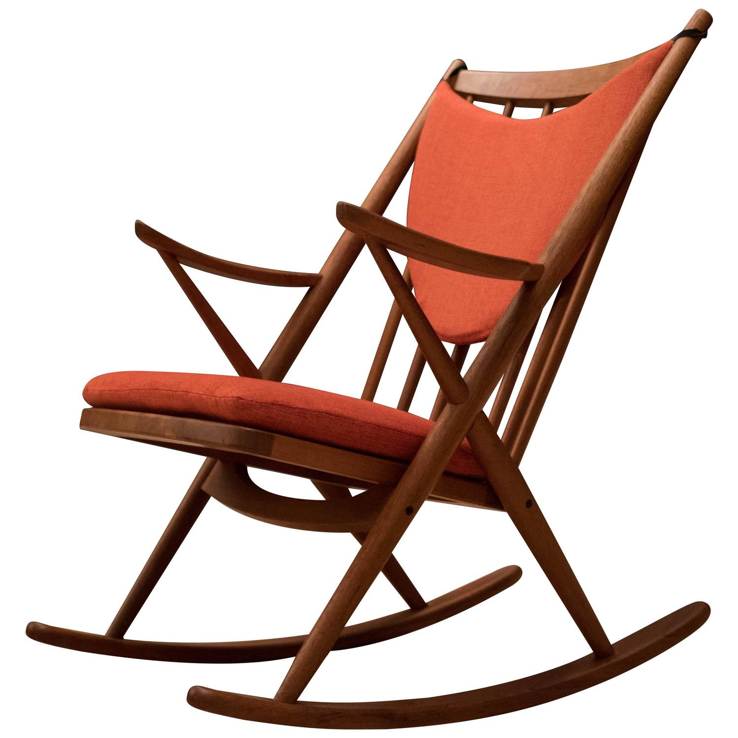 Vintage Danish Bramin Teak Rocking Chair For Sale at 1stdibs