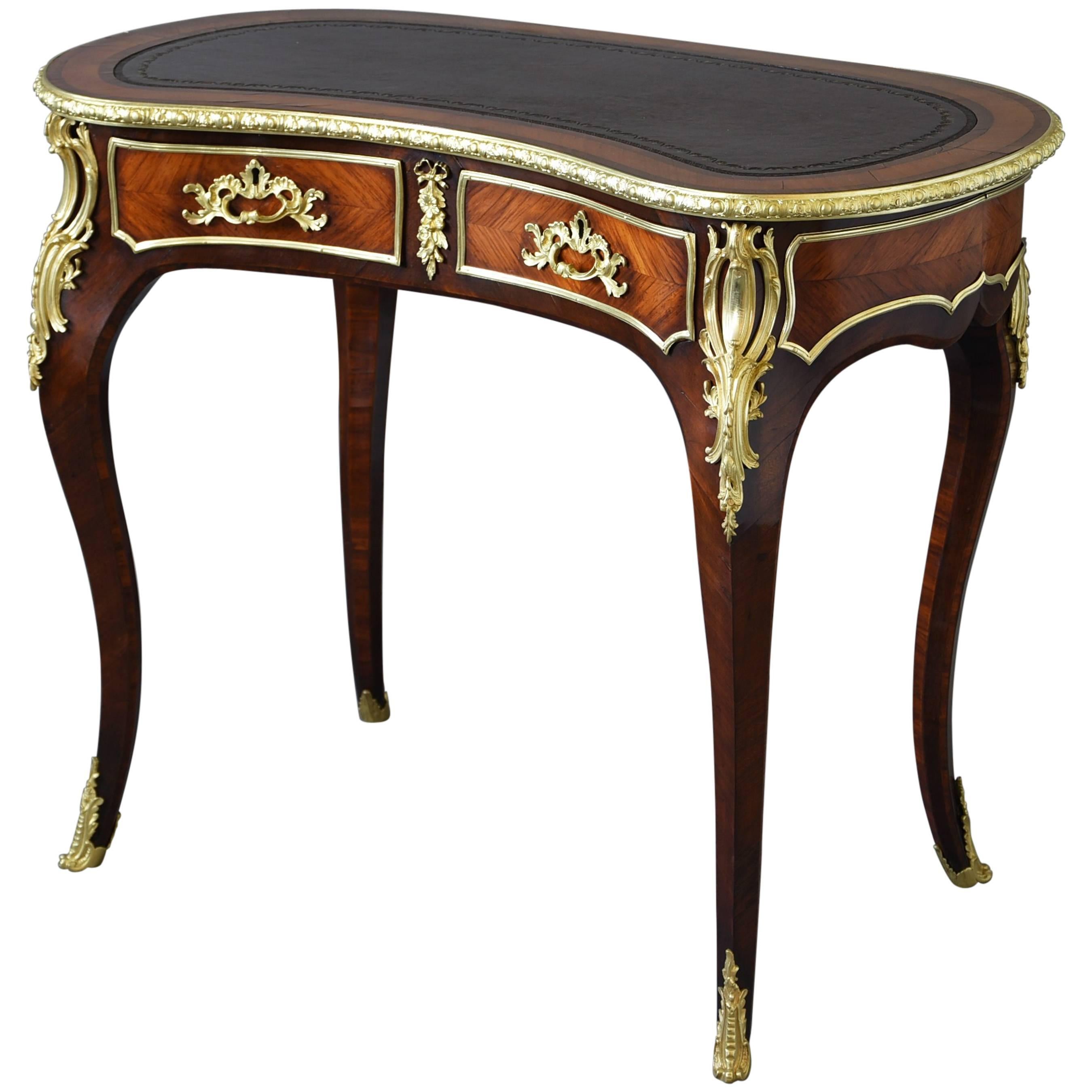 19th Century Kingwood Freestanding Kidney Shaped Ladies Writing Table For Sale