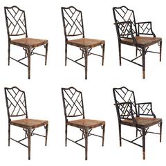 Set of Six Faux Bamboo Dining Chairs Set of Six Faux Bamboo Dining Chairs