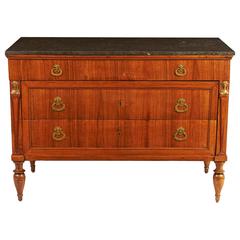 Fine Italian Walnut Three-Drawer Commode with Fossilized Marble Top